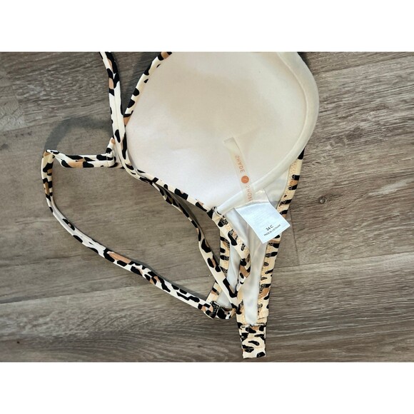 New Bikini Top Shade & Shore Cheetah leopard push u Triangle Swim top women 34C - Picture 4 of 4
